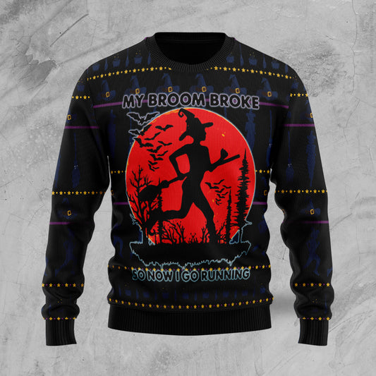 Running Witch TY910 Halloween Sweater