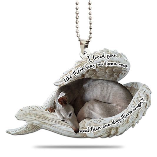 Whippet Sleeping Angel Dog Personalizedwitch Flat Car Memorial Ornament