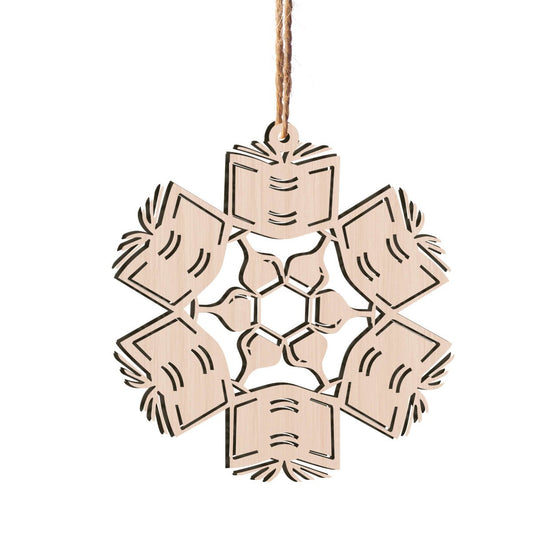 Book and Wine Snowflake Personalizedwitch Christmas Wood Ornament