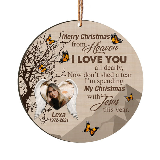Merry Christmas From Heaven Memorial Personalizedwitch Personalized Printed Wood Ornament