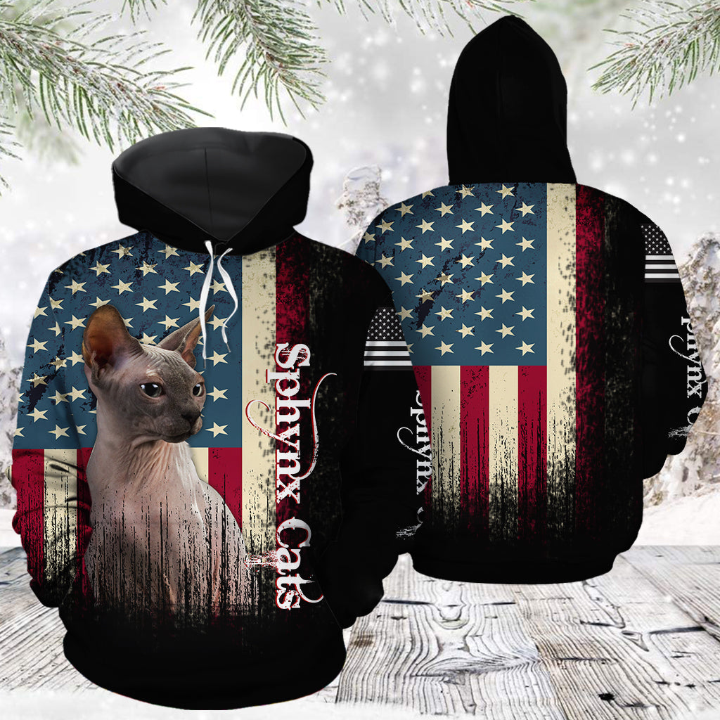 American Sphynx cat HZ121603 unisex womens & mens, couples matching, friends, funny family sublimation 3D hoodie christmas holiday gifts (plus size available)