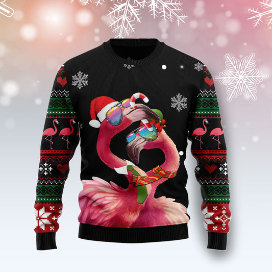 Flamingo Couple T3011 unisex womens & mens, couples matching, friends, funny family ugly christmas holiday sweater gifts (plus size available)