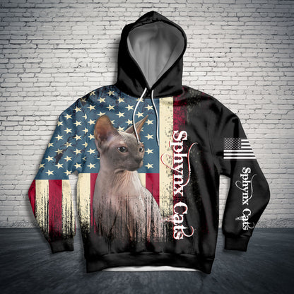 American Sphynx cat HZ121603 unisex womens & mens, couples matching, friends, funny family sublimation 3D hoodie christmas holiday gifts (plus size available)
