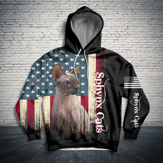 American Sphynx cat HZ121603 unisex womens & mens, couples matching, friends, funny family sublimation 3D hoodie christmas holiday gifts (plus size available)