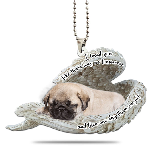 Pug Sleeping Angel Personalizedwitch Flat Car Ornament