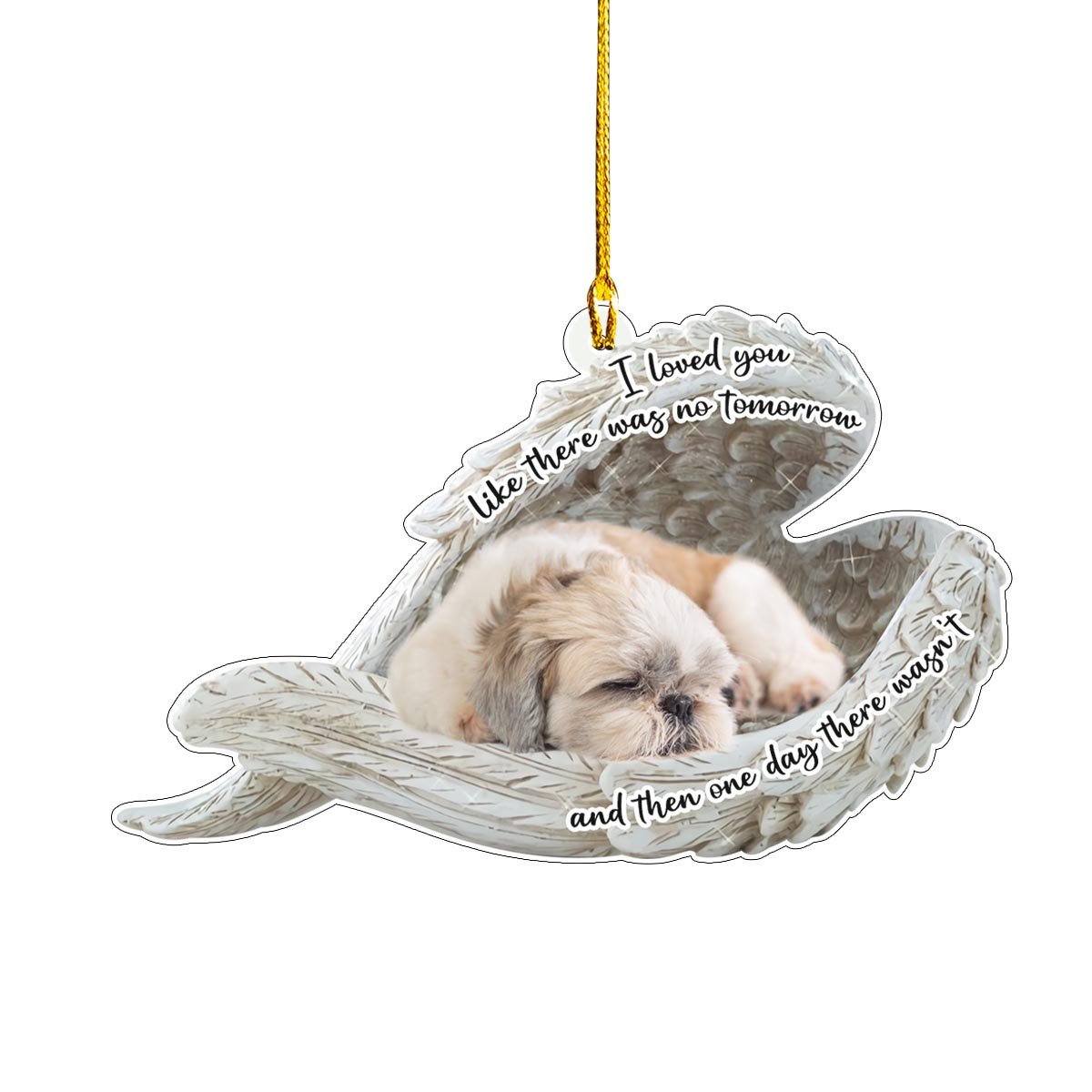 Shih Tzu Sleeping Angel Wings Personalizedwitch Memorial Ornament
